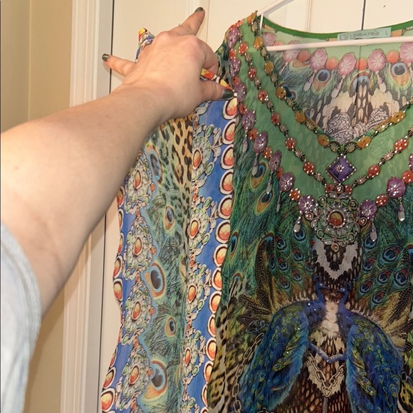 Peacock and Leopard Print Vintage Kaftan - Picture 4 of 9